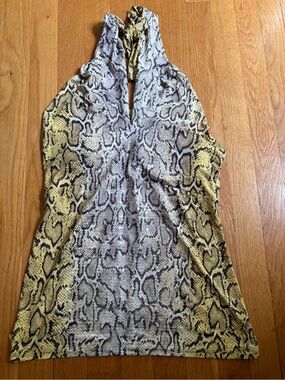Cache Y2K Snake Print Sequin Halter Top Size S - Excellent condition.